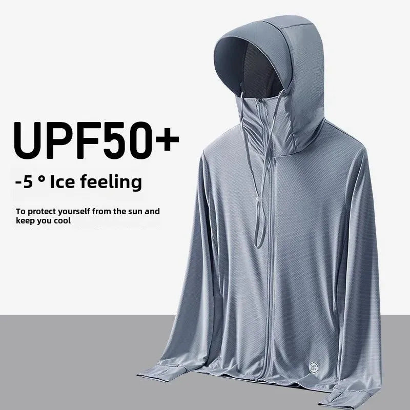 防晒衣男Men's Summer Ice Silk Sunscreen Clothes Ultrathin Outdoor Fishing Sun Protection Vest Wholesale Casual Thin Skin Coats