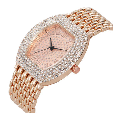 手表女UTHAI H64 Women's Full Diamond Watch Temperament Gold Steel Band Barrel shaped Full Sky Star Vintage Fashion Quartz Wristwatches