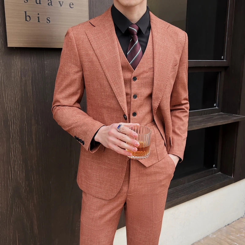 礼服男2024 New Luxury Men High-end Suit Formal Groom Wedding Tuxedo Mens Work Party Slim Fit Suit 3 Piece( Jacket + Vest + Pants )