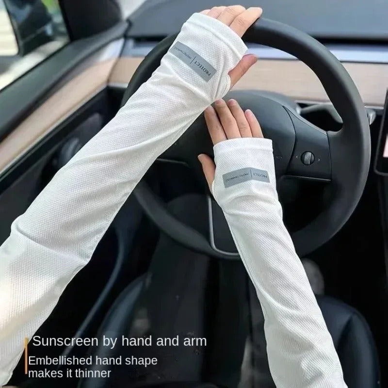 冰袖男Large Size Ice Sleeves for Men's Sun Protection Japanese Summer Outdoor UV Protection Loose Arm Sleeves Driving Outdoor Gloves