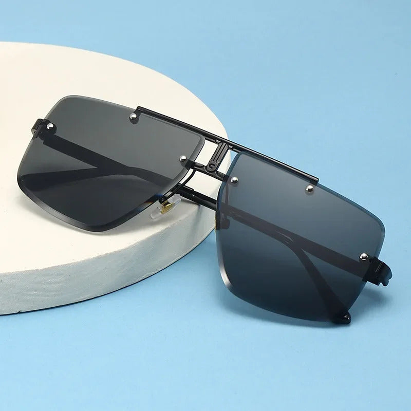 太阳镜男Men's Borderless Pilot Sunglasses Outdoor Shading Fashion Sun Glasses Men Brand Designer Metal Eyewear UV400 Oculos De Sol