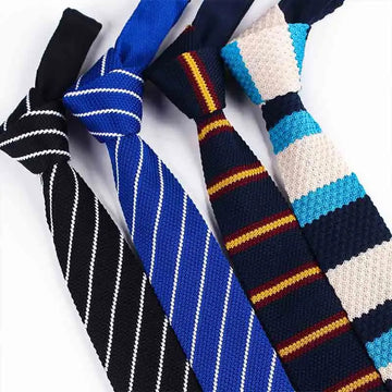 领带男Handmade High Quality Narrow Ties 5.5CM Knitted Flat Stripe Contrast Color Necktie for Man Women Banquet Casual Tie Lover's Gift