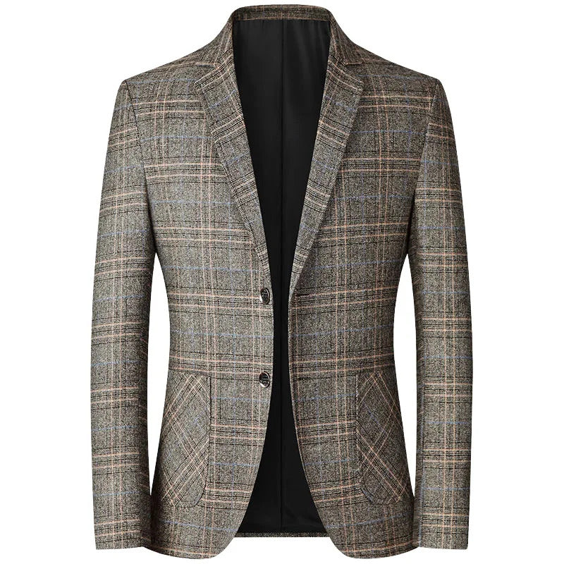 商务装男Men Plaid Blazers Jackets Business Casual Suits Coats High Quality Male Slim Fit Blazers Jackets New Spring Thin Blazers Coats 4