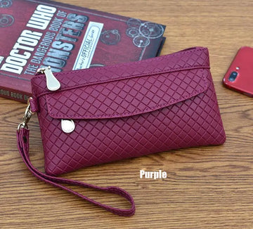 clutch Organizer wallet women Organizer purse Plaid zipper long key coin bag Casual Women's wallet leather genuine money bag