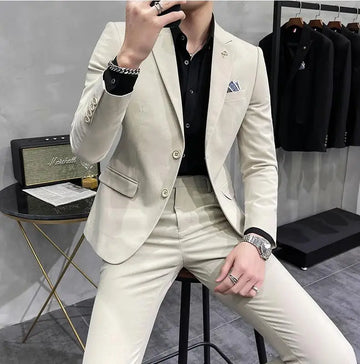 Men's Suit Jacket with Pant Formal Slim Fit Business Work Wedding Stage Tuxedo Fashion Best Men Social Dress Suit 2 Pieces Sets