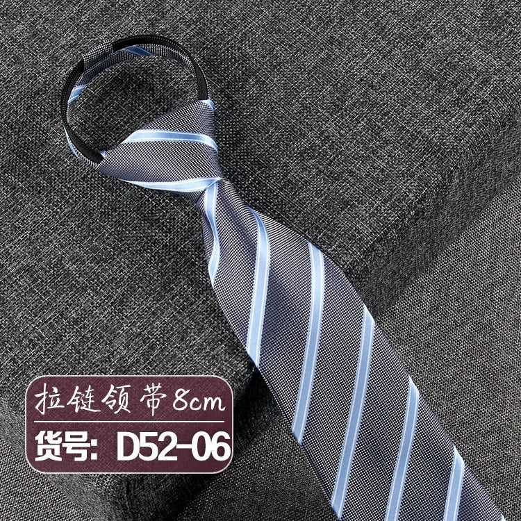 NEW Paisley Zipper Ties for Men 8CM Neck Tie Solid Striped Polka Dots Silk Neckties Men's Automatic Zipper Tie Blue Lazy Ties