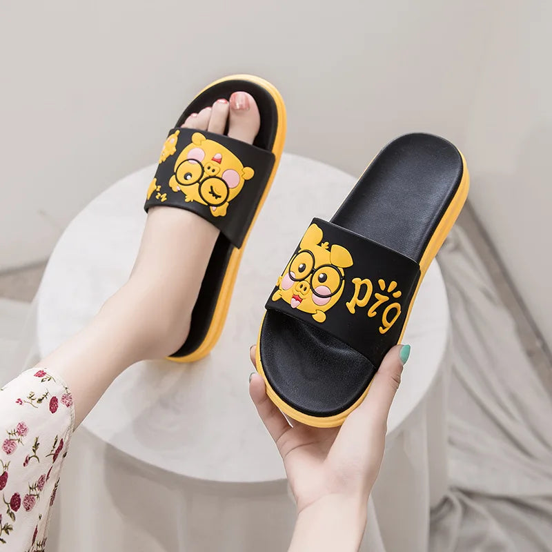 2024 New Woman Slippers Summer Shoes Cute Piggy Slippers Indoor Silent Anti-skid Deodorant Soft Women Outdoor Flat Beach Slides