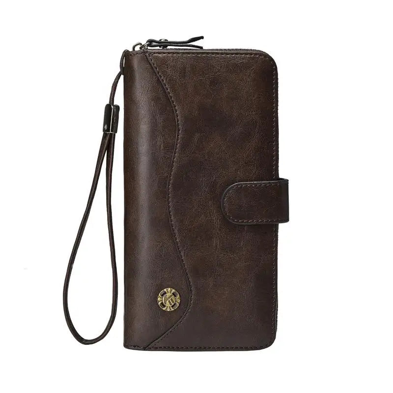 men's Wallet PU Leather zipper Clutch Wallets Zipper Large Capacity Hand Strap Men Wallet Luxurious Business Solid Male Purses