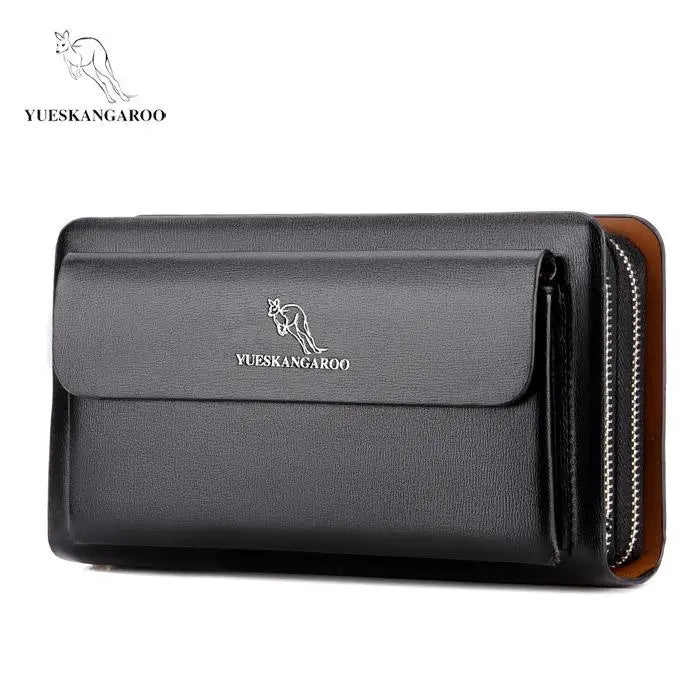 Double Zipper Men Clutch Bag Fashion Leather Long Purse men's Organizer Wallet cartera hombre Male Casual luxury Handy Bag