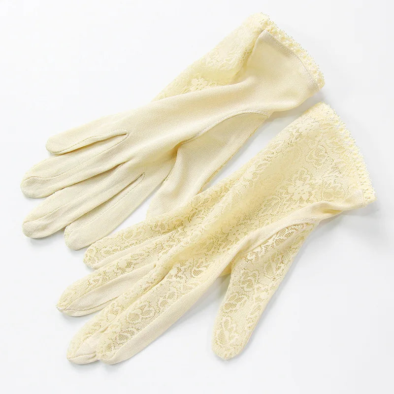Sexy Summer Women UV Protection Sunscreen Short Sun Natural Silk Knit Mittens Thin Mulberry Silk Driving Skin Beauty Gloves K5