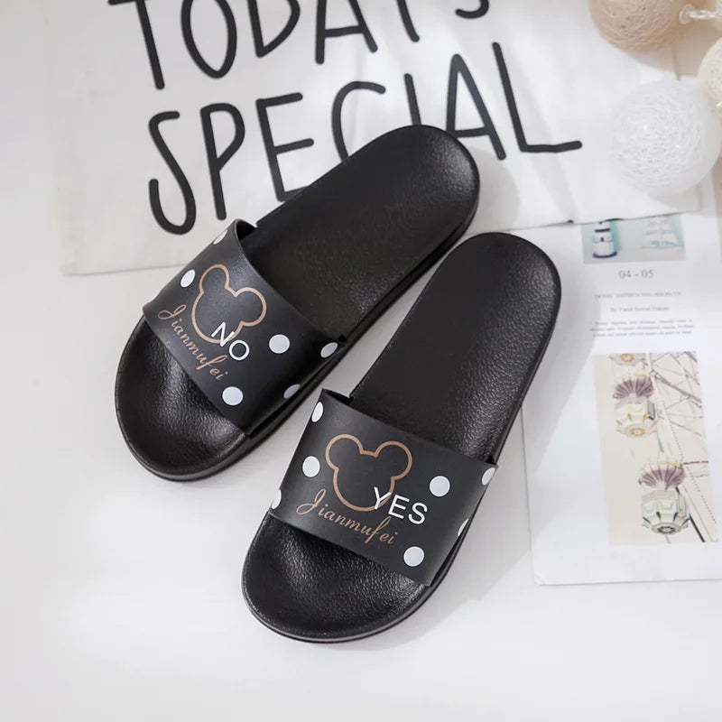 2024 New Home Slippers Ladies Cartoon Mouse Korean Style Non-slip Indoor Thick Bottom Bathroom Cute Ladies Slippers Home