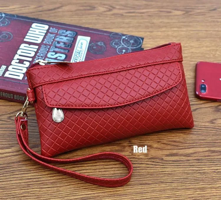 clutch Organizer wallet women Organizer purse Plaid zipper long key coin bag Casual Women's wallet leather genuine money bag