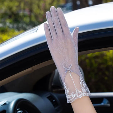 Women Lace Sunscreen Touch Screen Gloves Thin Breathable Non-slip Female Soft Exquisite Mesh Cycling Anti-UV