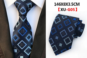 New Classic Mix Paisley Geometric Checked Blue Purple Yellow Wine Jacquard Woven 100% Silk Tuxedos Polyester Men's Tie Necktie