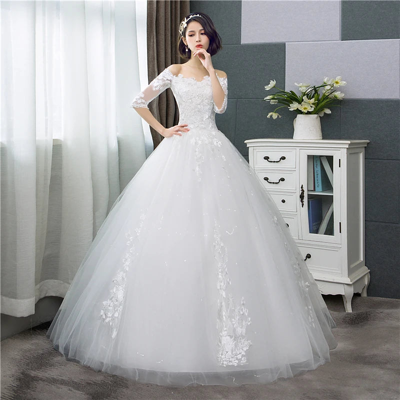 Ivory Hoat Sale Half Sleeve V Neck Lace Wedding Dress 2025 Vintage Bride Bridal Ball Gown Modest Wedding Dresses Customized