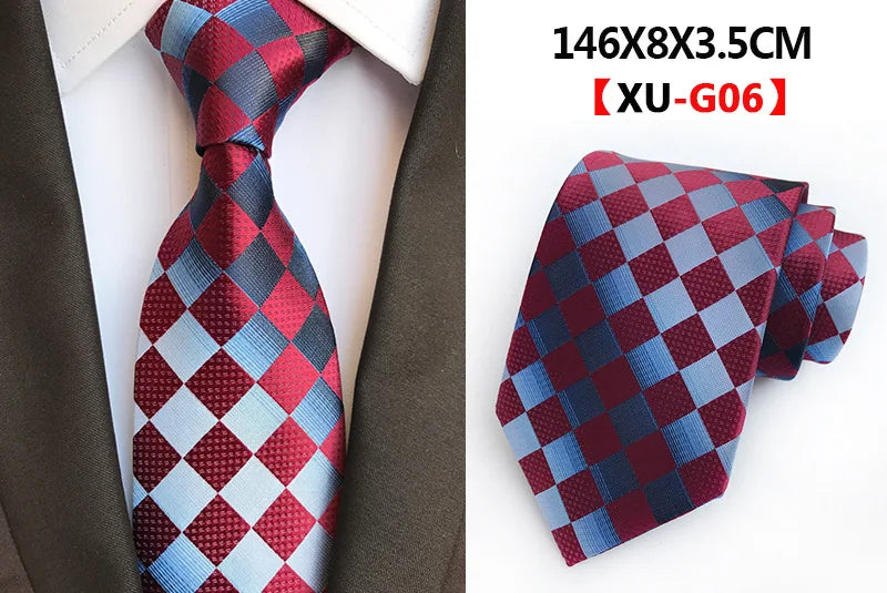 New Classic Mix Paisley Geometric Checked Blue Purple Yellow Wine Jacquard Woven 100% Silk Tuxedos Polyester Men's Tie Necktie