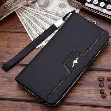Business Men's Leather Wallet With Zipper Coin Pocket Phone Case For Man Card Holder Purse Male Clutch Bag Portafoglio Uomo