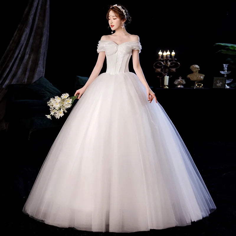 New Fashion Classic Simple Customized Sweetheart Wedding dress plus size off shoulder Bow Vestidos De Noiva 2025 Robe De Mariage