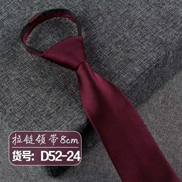 NEW Paisley Zipper Ties for Men 8CM Neck Tie Solid Striped Polka Dots Silk Neckties Men's Automatic Zipper Tie Blue Lazy Ties