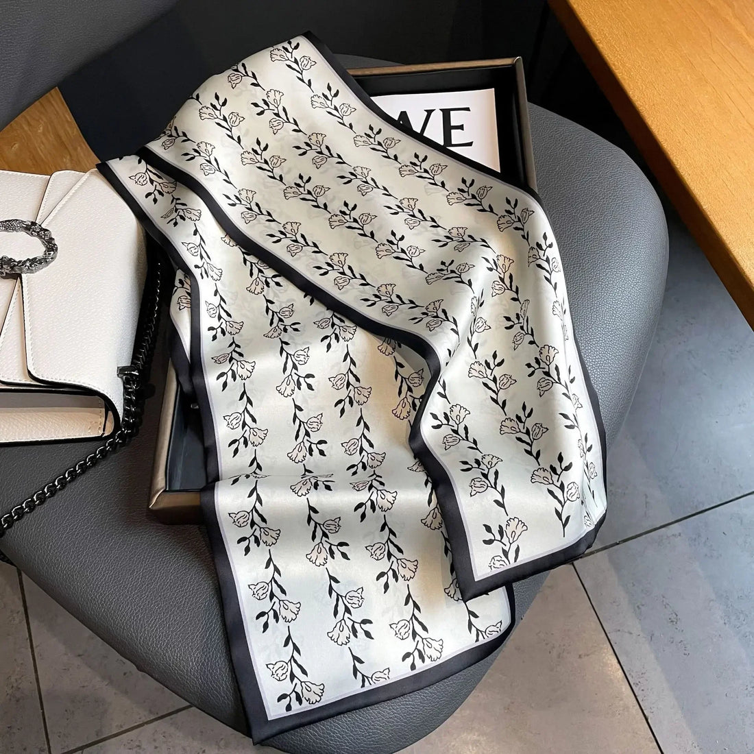 Elegant Floral Print Skinny Ribbon Silk Scarf Women Hairband Bag Neck Tie Female Foulard Headband Lady Soft Satin Waistband Gift