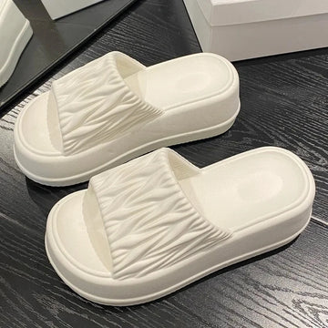 Summer Women's Thick Heel EVA Slip-On Sandals Versatile Beachwear Height-Increasing Fashionable Slippers Fairy Tale Style