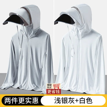 UPF50+ Outdoor Ice Silk Sunscreen Clothes Men Women's Summer UV Protection Lightweight Breathable Casual Loose-fit Sunscreen
