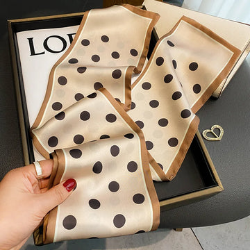 Retro Polka Dots Print Ribbon Silk Scarf Women Soft Satin Neckerchief Headband Female Foulard Hairband Hand Bag Ties Waistband