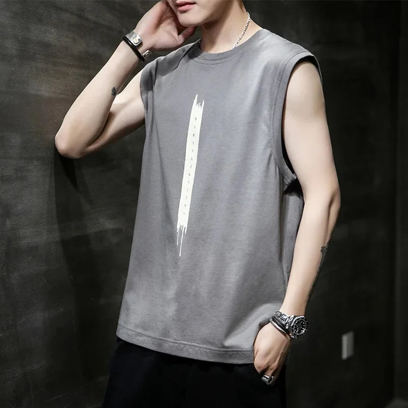Men's Basketball Sporty Vest Summer New Style Casual Loose Sleeveless T-Shirt Fashionable Outerwear Versatile No Sleeve Top