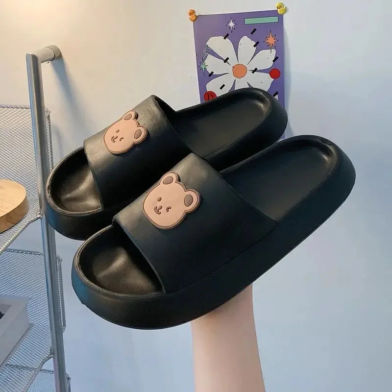 Women's Summer Indoor Home Thick Bottom Bathroom Slippers Anti-Slip Anti-Odor Couple Outdoor Wear PVC Sole Slippers