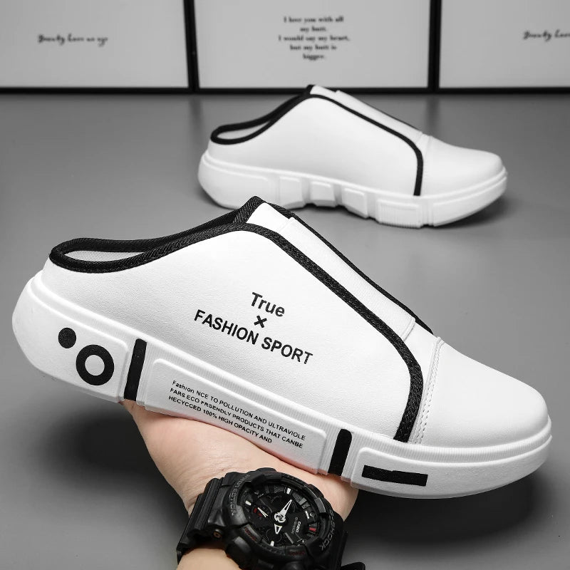 Men Women Lazy Slippers Slides Indoor Outdoor Sandals Men Non-slip Home Half Slippers Men Casual Shoes Baotou Slippers 35-45