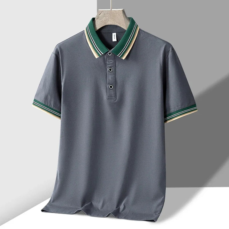 BROWON Luxury Brand Polo Shirt Man Short Sleeve Tee Men Slim Fit Turn Down Collar Business Formal Work White PoloShirt Men