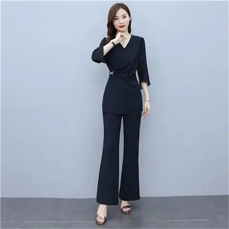 Leisure Temperament Set For Women in Summer 2024Fashion Professional Elegance High-end Socialite Two-piece set Trend Solid Color
