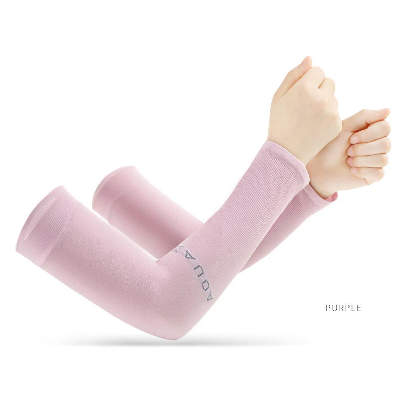New Long Gloves UV Protection Hand Protector Cover Arm Sleeves Ice Silk Sunscreen Women Outdoor Sports Half Finger Sleeves T260