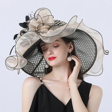 Europe and the United States wind ladies sunshade adult hat with mesh flowers decorative hat multi-color optional direct supply.