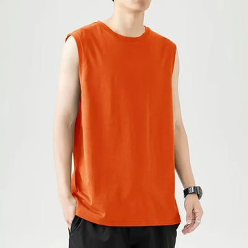 Summer Men's Printable Lightweight Style Shoulder Vest Sleeveless T-shirt Fitness Sports Basketball Versatile Trendy Sleeves