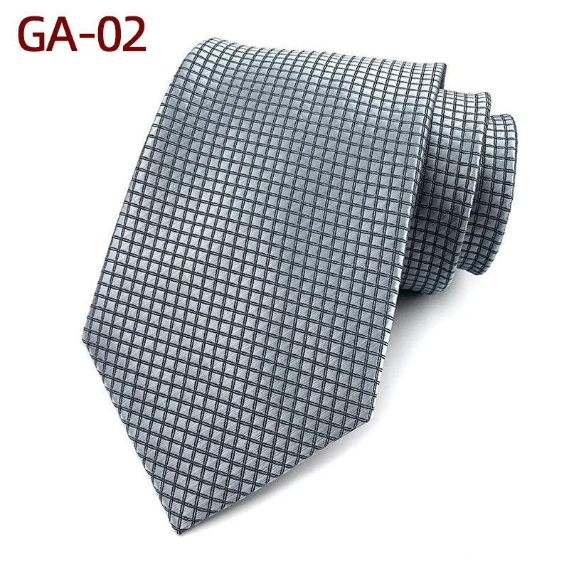 Men's 8CM Fashion Leisure Neckties Gray Coffee Black Plaid Polyester Tie for Man Gentleman Dinner Party Daily Shirt Ties