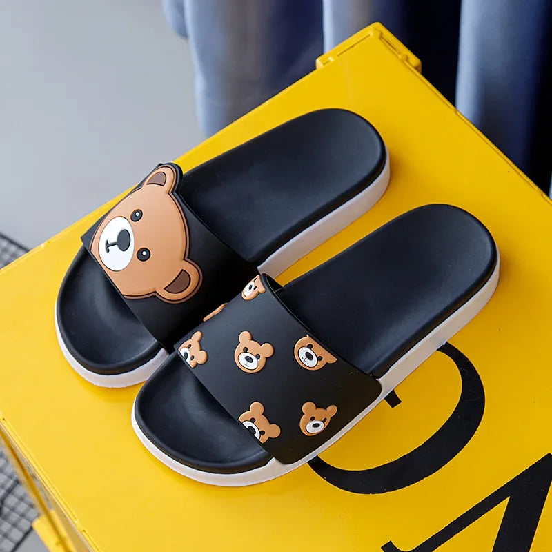 House Slippers Women Platform Bear Cute Funny Cloud Indoor Summer Sandal Slides Flip Flop Rubber Ladies Female Home Shoe Flat