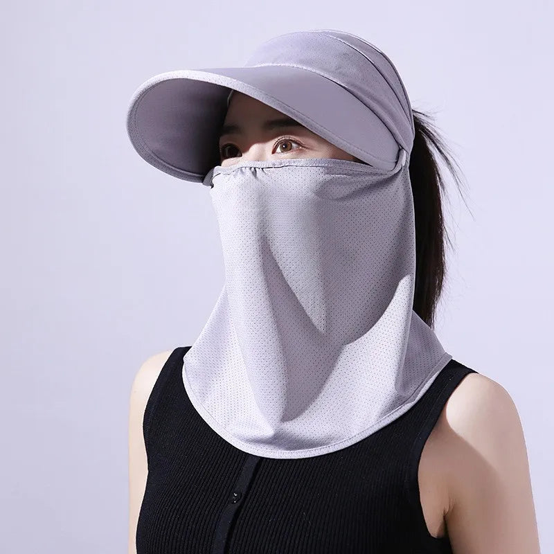 Summer Empty Top Hats For Women Sunscreen Outdoor Anti UV Cycling Beach Hat Female Foldable Sunhat Face Cover