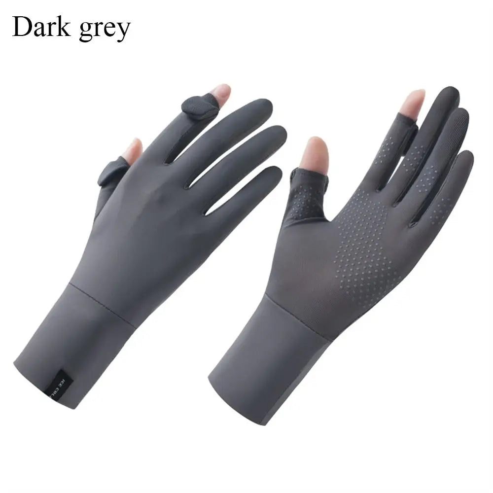 Fashion Ice Silk Sunscreen Gloves Female Summer Spring Cycling Driving Running Sport Thin Elastic Anti-UV Sun Protection Mittens