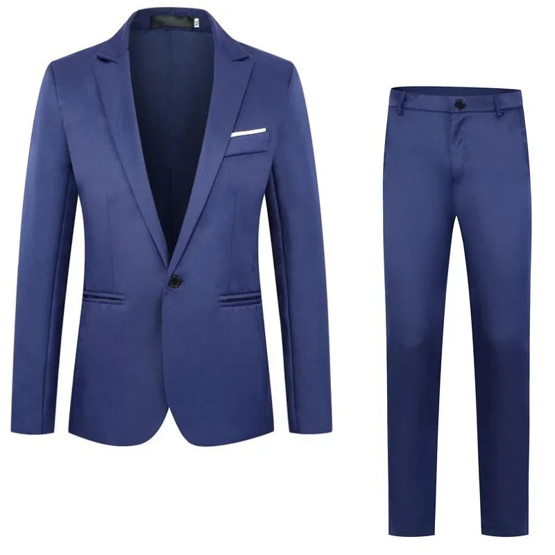 2023 New Men's Fashionable Business Casual Suit Slim Fit Western Style Clothes Set Wholesale For Cross-border E-commerce