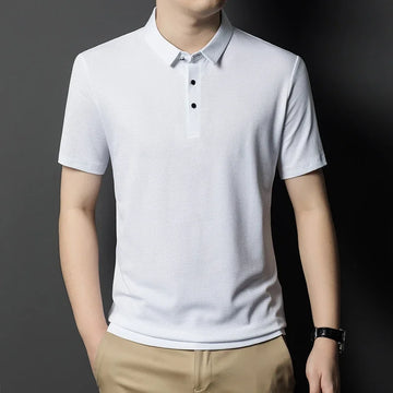 TFETTERS 2025 New Arrival Business Summer Men Tshirt Solid Color Short Sleeve Anti-wrinkle Cellular Luxury Designer Clothes Men