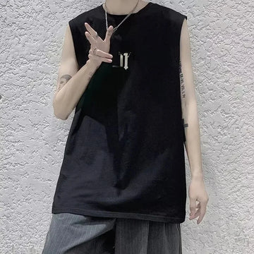 Men's Summer Thin Fitness Basketball Breathable Sleeveless T-Shirt Trendy Sports Shoulder Vest For Youths And Teens