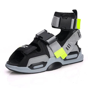 2024 New Men's Fashionable High-Top Canvas Sneakers Summer Cool Shoes Korean Trendy Flow Sneakers Rubber Sole Men's Slippers
