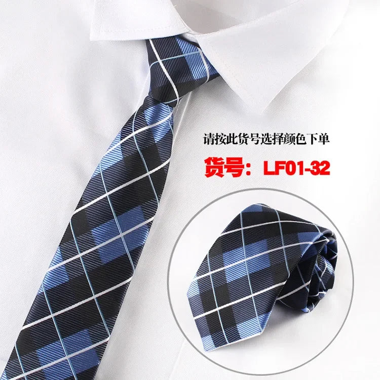 6CM Men's Leisure Trendy Ties Striped Floral Solid Lazy Zipper Tie Fit Man Formal Business Office Administration Suit Neckties