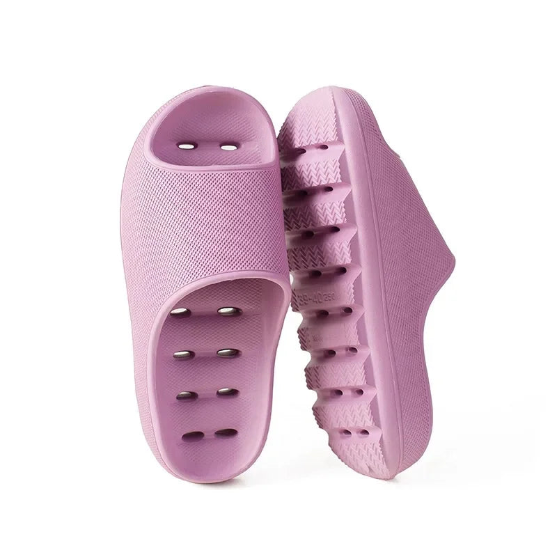 Thick Bottom Bathroom Slippers For Men Women Summer Home Use Indoor Soft Base Quick Dry Water Leakage Cold Slippers