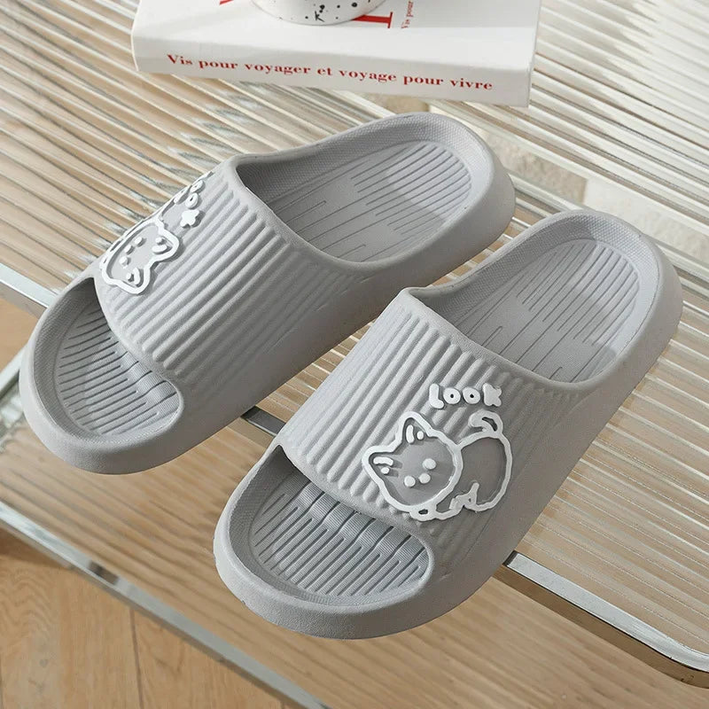Women Slippers Bathroom Platform Non-Slip Slides Home Cartoon Cat Beach Shoes EVA Sandals Indoor Outdoor Women's Flip Flops