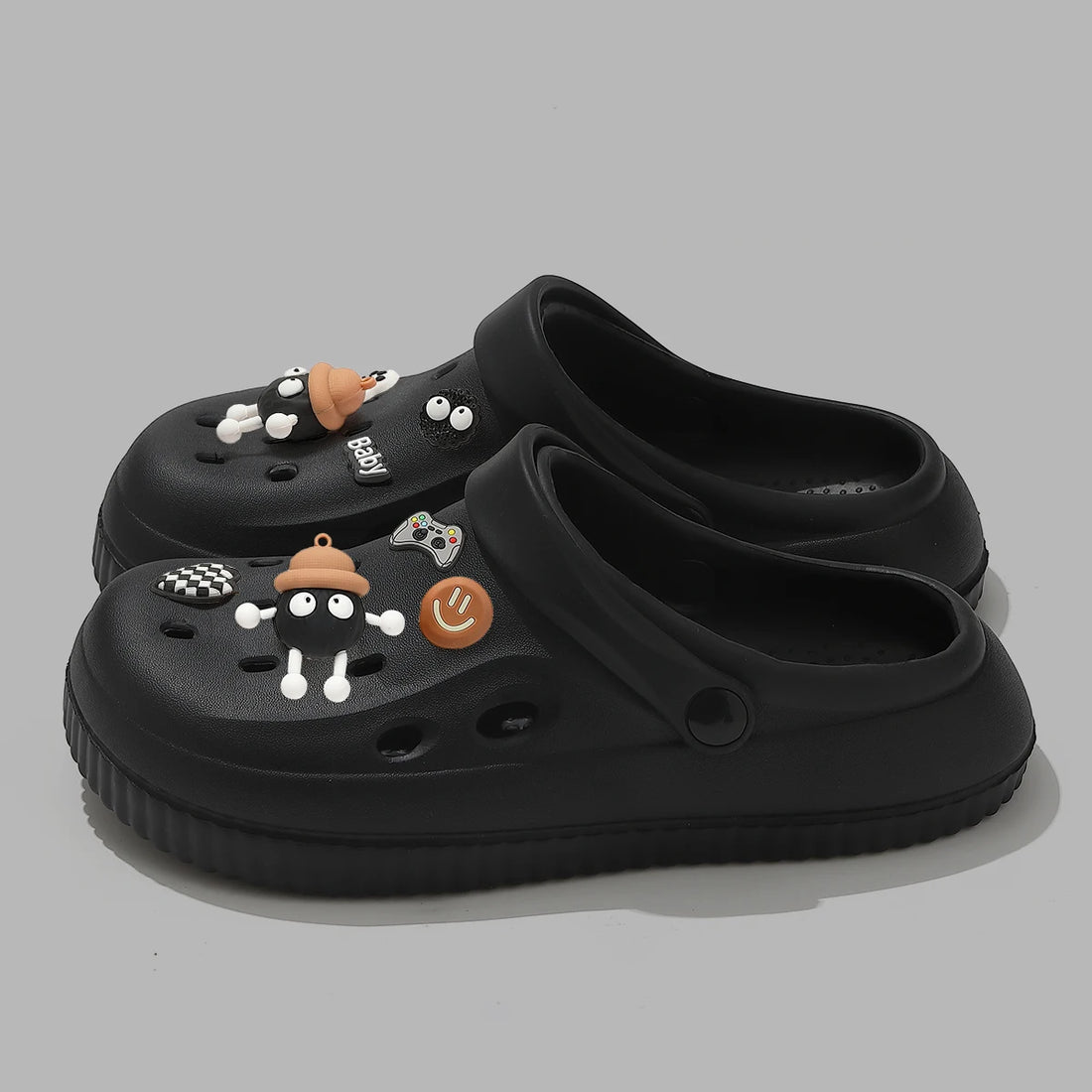 QYCKABY Clogs Sandals Men Women Couples Garden Shoes Summer Outdoor Slides Black White Minimalism EVA Rubber Outside Beach Shoes