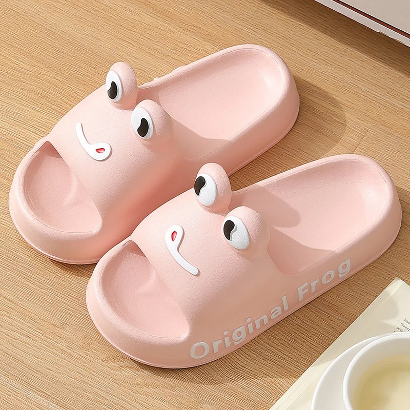 QYCKABY Frog EVA Slipper Cartoon Comfortable Soft Summer Indoor Slippers Casual Non-slip Women's Home Shoes kawaii Birthday Gift