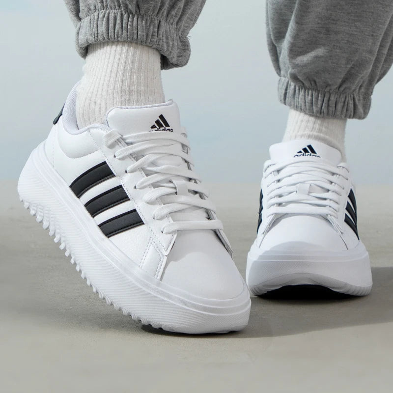 Adidas women's shoes 2025 spring new outdoor running breathable comfortable sports shoes classic thick soled board shoes IE1092