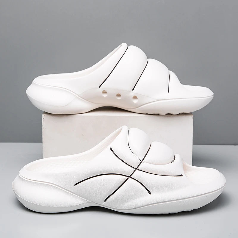 Basketball Style Men Women Slippers Outdoor Sandals Beach Men Sprot Shoes Thick Soft Sole Slides Men's Home Slippers Size 36-47